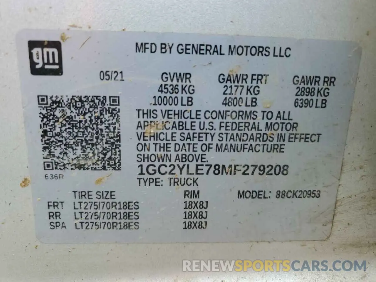 12 Photograph of a damaged car 1GC2YLE78MF279208 CHEVROLET ALL Models 2021