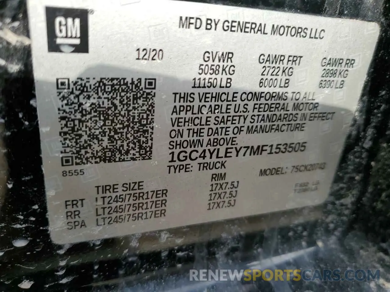 12 Photograph of a damaged car 1GC4YLEY7MF153505 CHEVROLET All Models 2021
