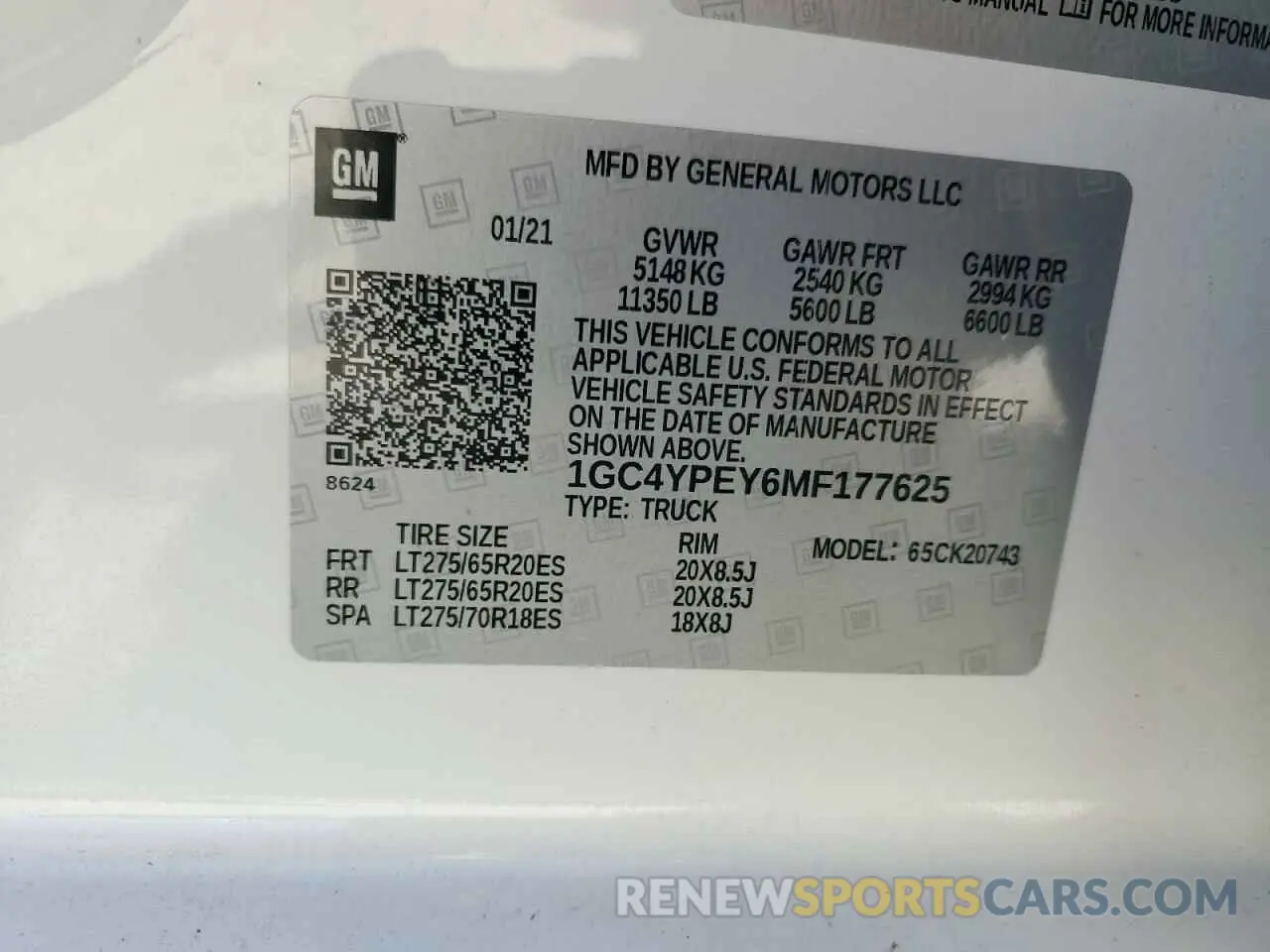 12 Photograph of a damaged car 1GC4YPEY6MF177625 CHEVROLET ALL Models 2021