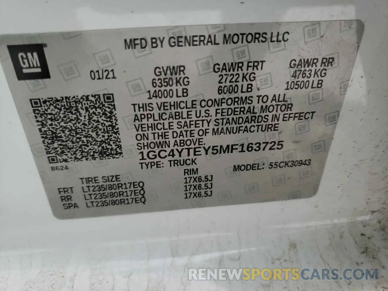 12 Фотография поврежденного автомобиля 1GC4YTEY5MF163725 CHEVROLET ALL Models 2021