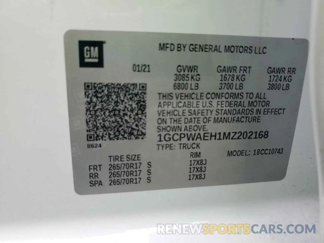 12 Фотография поврежденного автомобиля 1GCPWAEH1MZ202168 CHEVROLET ALL Models 2021