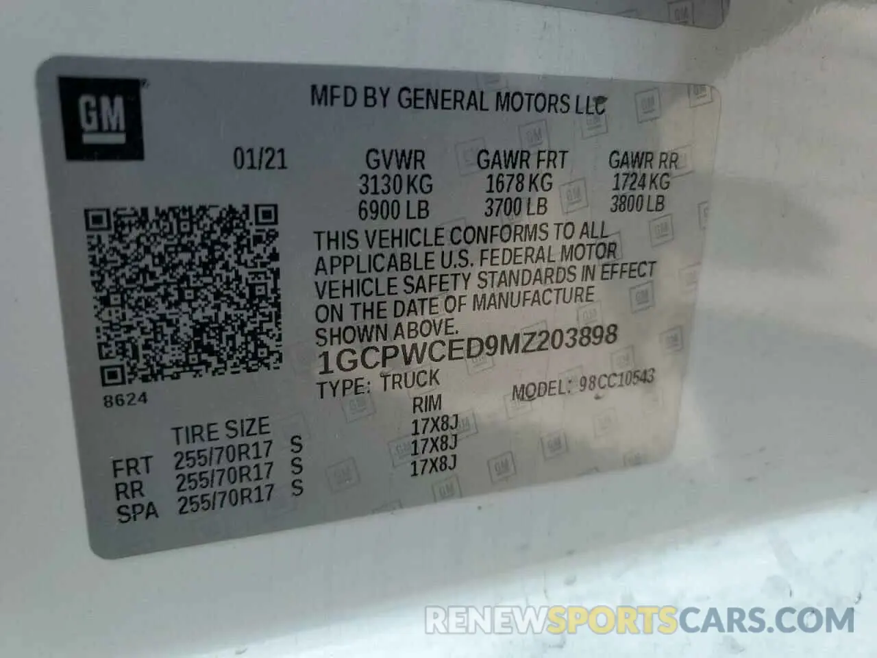 14 Photograph of a damaged car 1GCPWCED9MZ203898 CHEVROLET ALL Models 2021