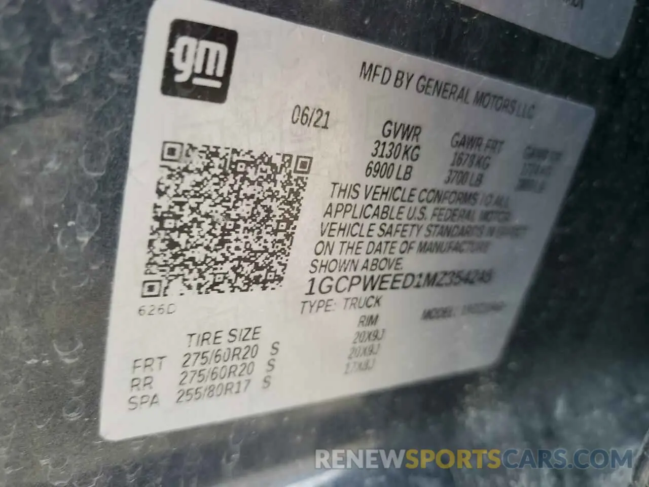 12 Photograph of a damaged car 1GCPWEED1MZ354245 CHEVROLET ALL Models 2021