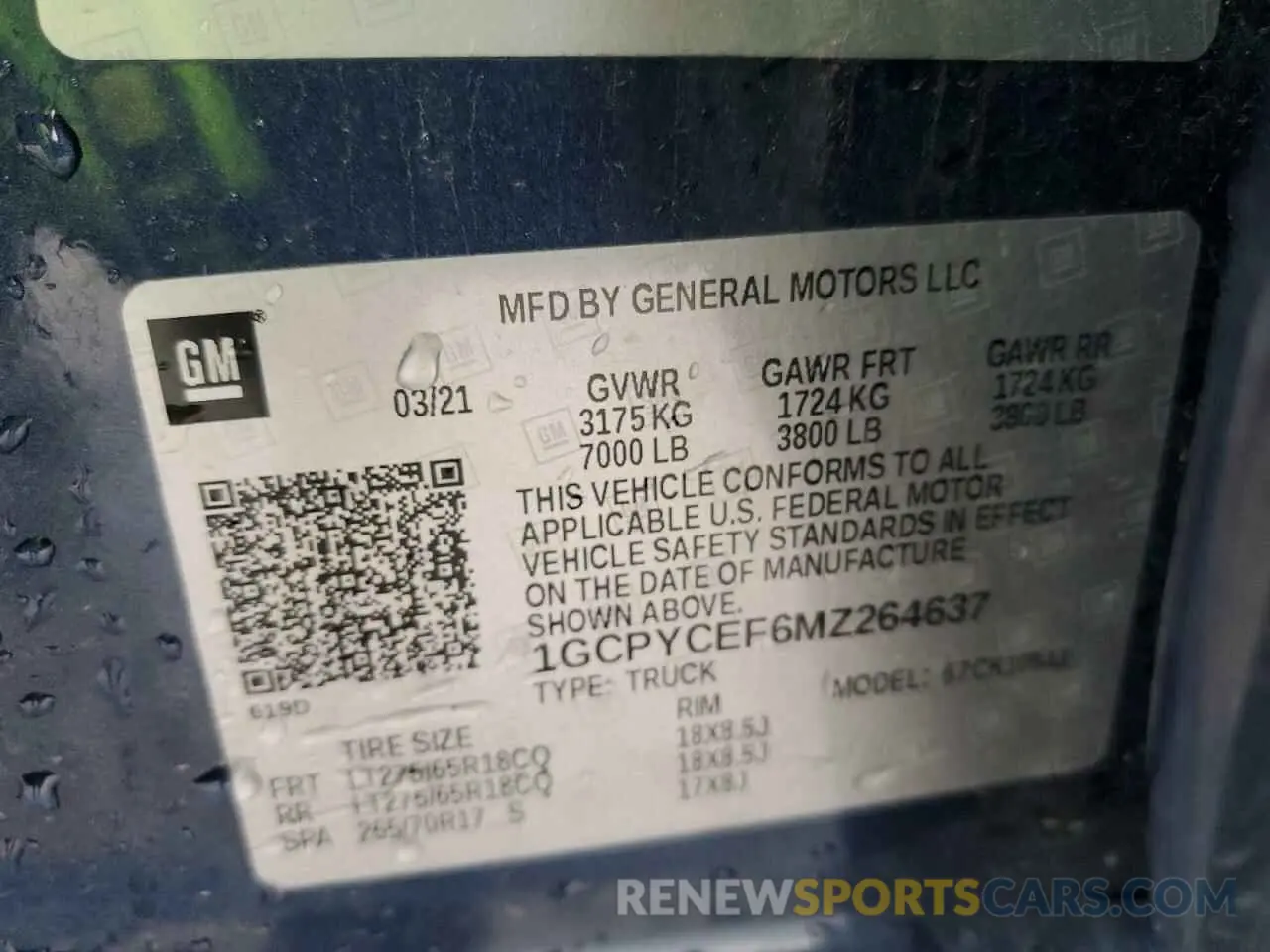 12 Фотография поврежденного автомобиля 1GCPYCEF6MZ264637 CHEVROLET ALL Models 2021