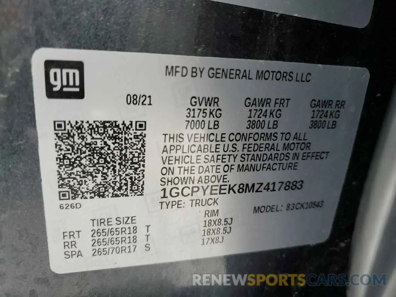 13 Photograph of a damaged car 1GCPYEEK8MZ417883 CHEVROLET ALL Models 2021