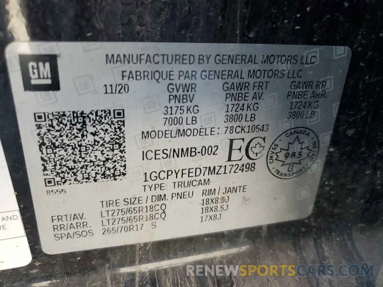 13 Фотография поврежденного автомобиля 1GCPYFED7MZ172498 CHEVROLET ALL Models 2021