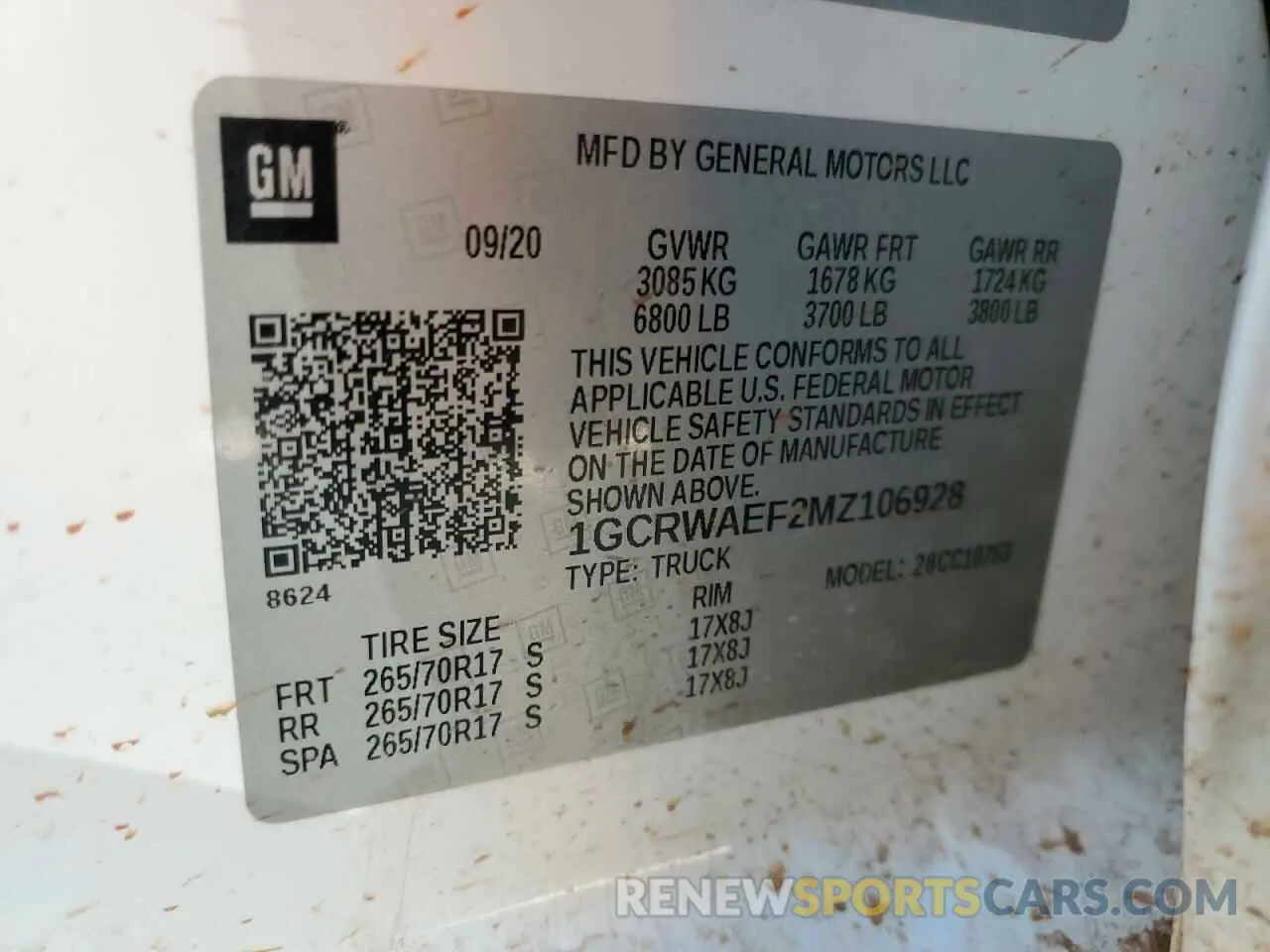 12 Фотография поврежденного автомобиля 1GCRWAEF2MZ106928 CHEVROLET ALL Models 2021