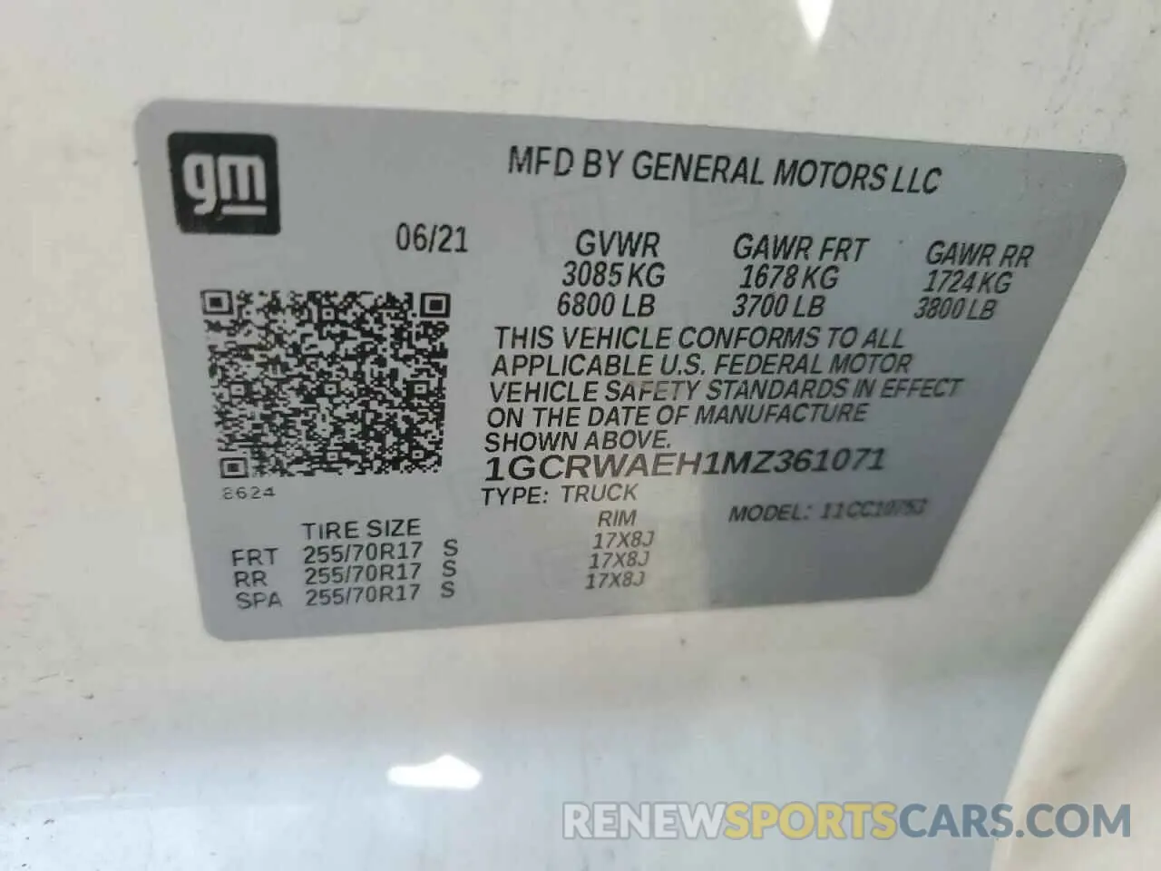 12 Photograph of a damaged car 1GCRWAEH1MZ361071 CHEVROLET ALL Models 2021