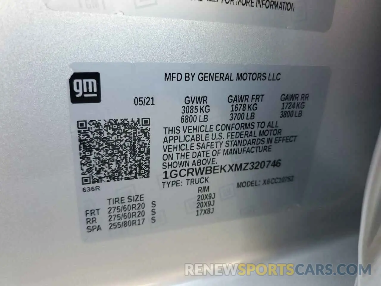14 Photograph of a damaged car 1GCRWBEKXMZ320746 CHEVROLET ALL Models 2021