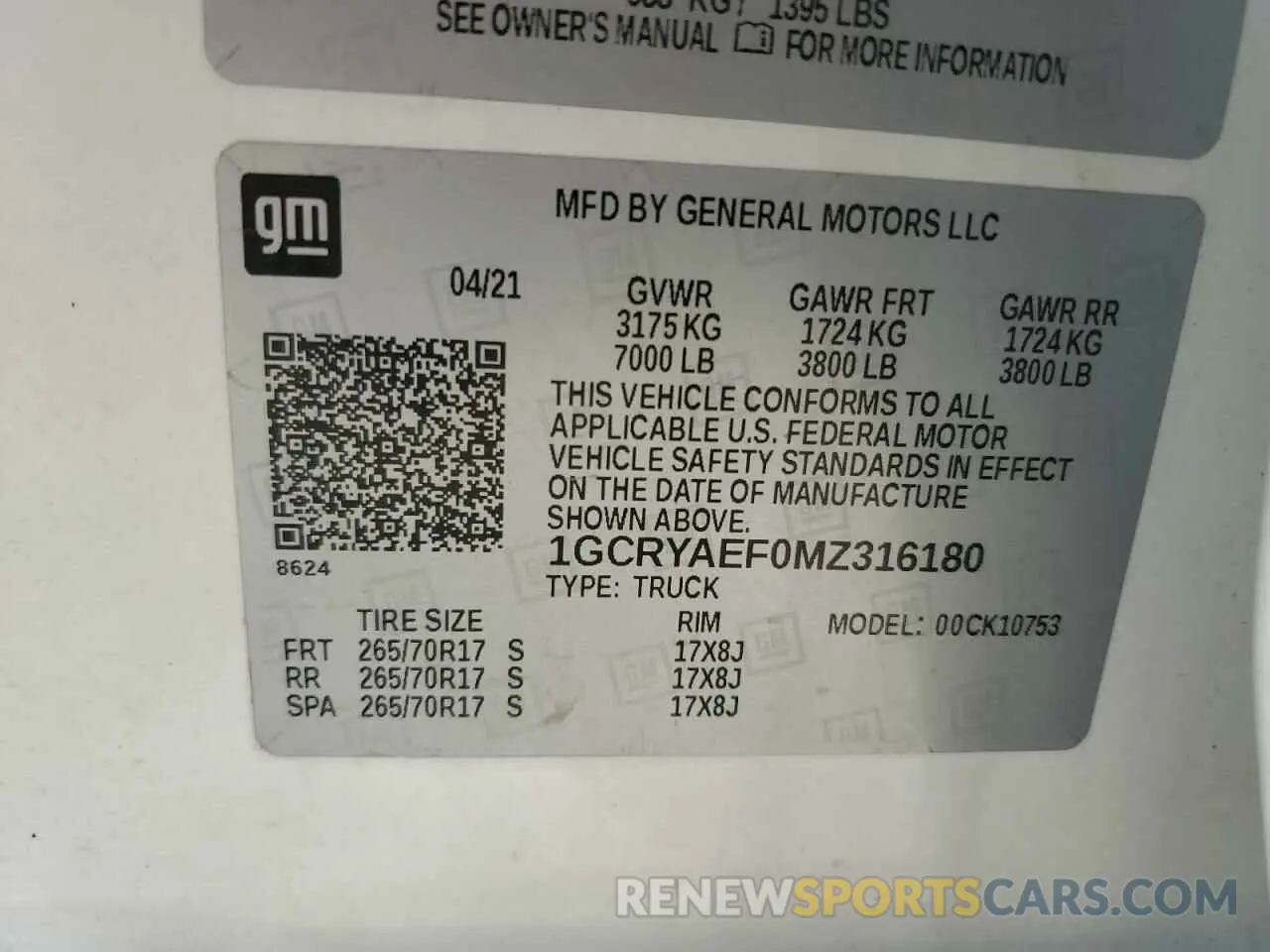 12 Photograph of a damaged car 1GCRYAEF0MZ316180 CHEVROLET ALL Models 2021