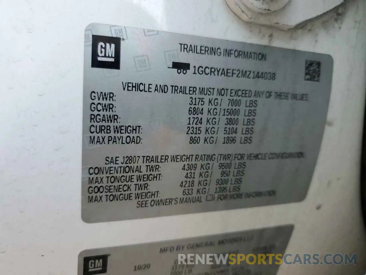 12 Фотография поврежденного автомобиля 1GCRYAEF2MZ144038 CHEVROLET ALL Models 2021