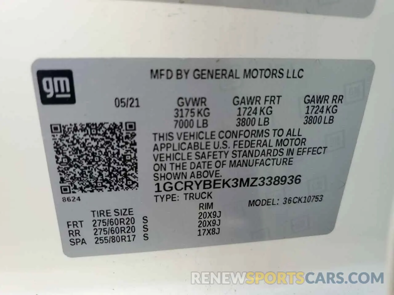 12 Photograph of a damaged car 1GCRYBEK3MZ338936 CHEVROLET ALL Models 2021