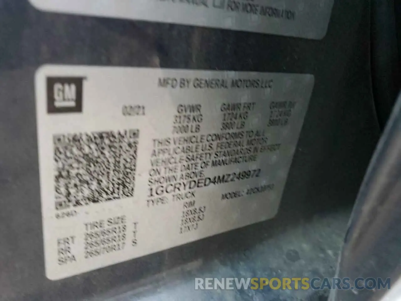 12 Фотография поврежденного автомобиля 1GCRYDED4MZ249972 CHEVROLET ALL Models 2021
