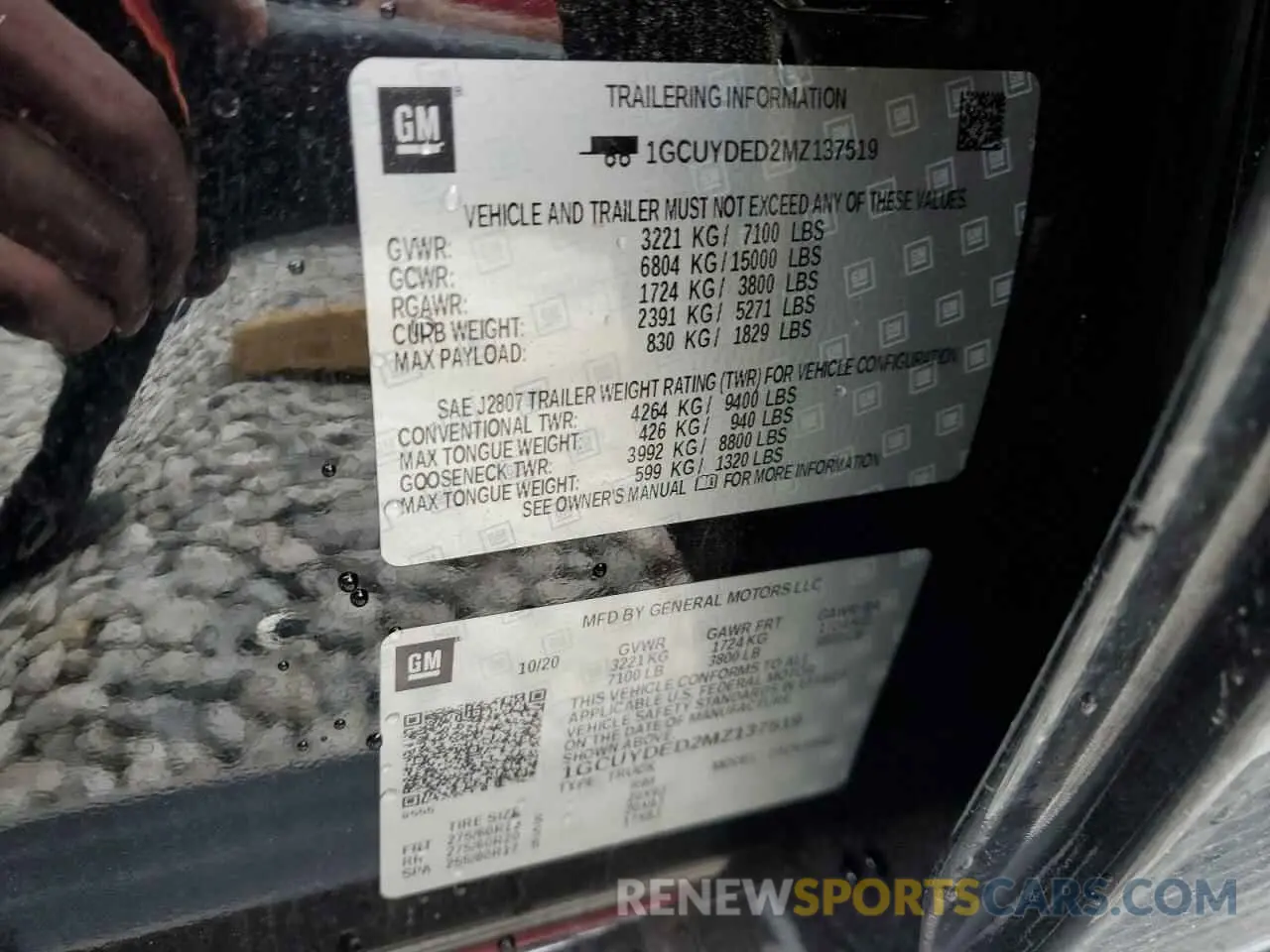 12 Фотография поврежденного автомобиля 1GCUYDED2MZ137519 CHEVROLET ALL Models 2021