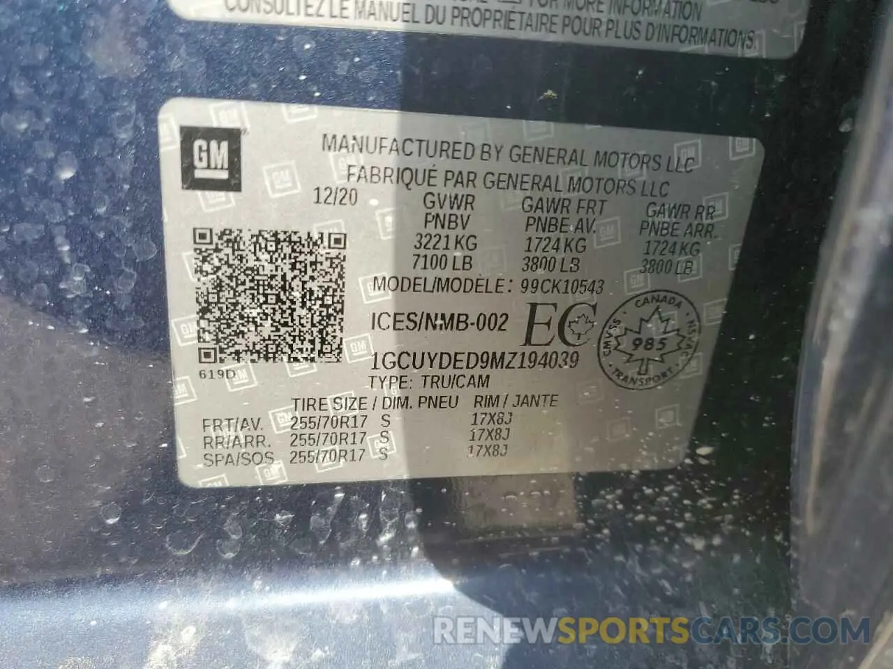 13 Photograph of a damaged car 1GCUYDED9MZ194039 CHEVROLET ALL Models 2021
