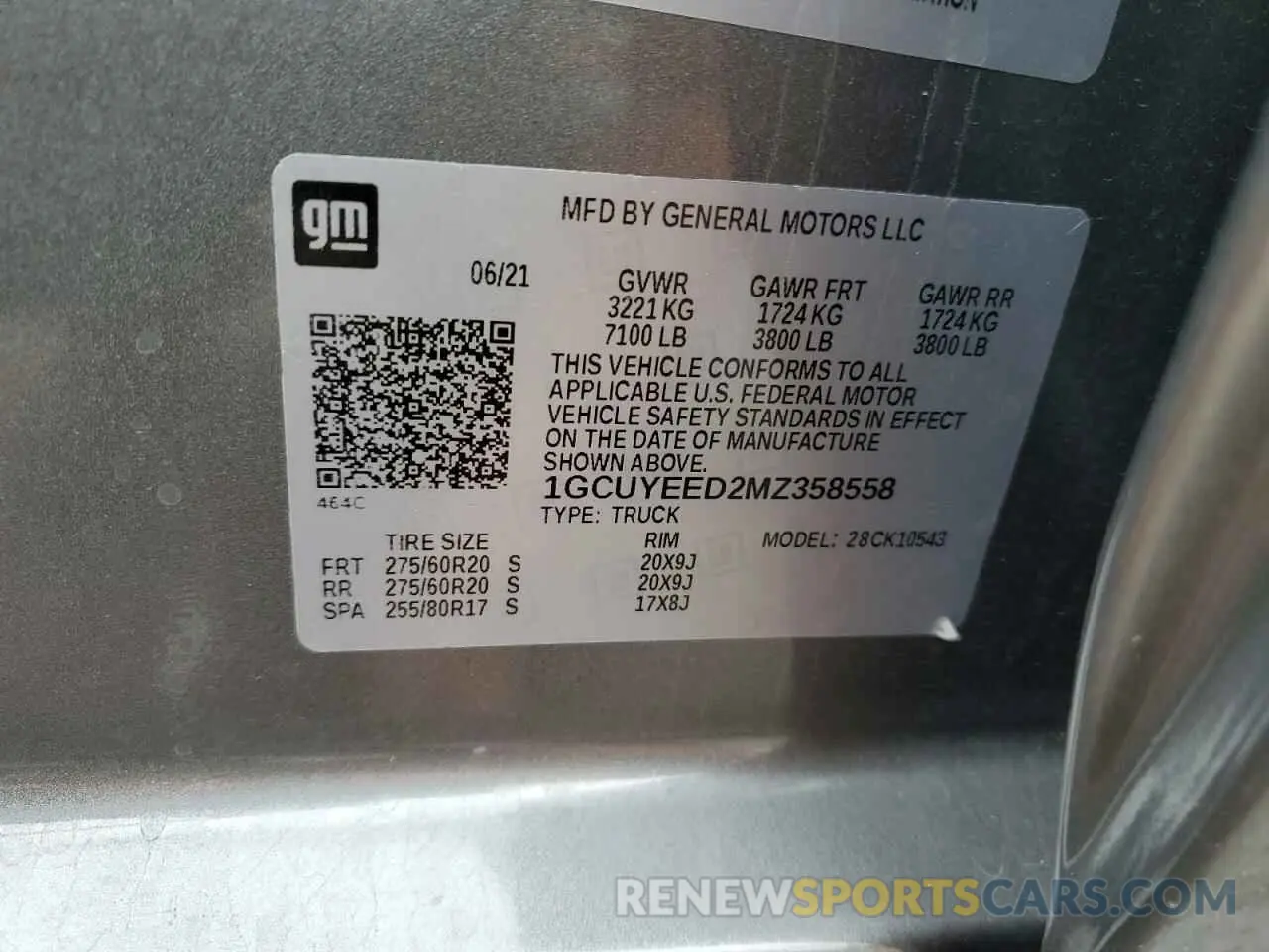 12 Photograph of a damaged car 1GCUYEED2MZ358558 CHEVROLET ALL Models 2021