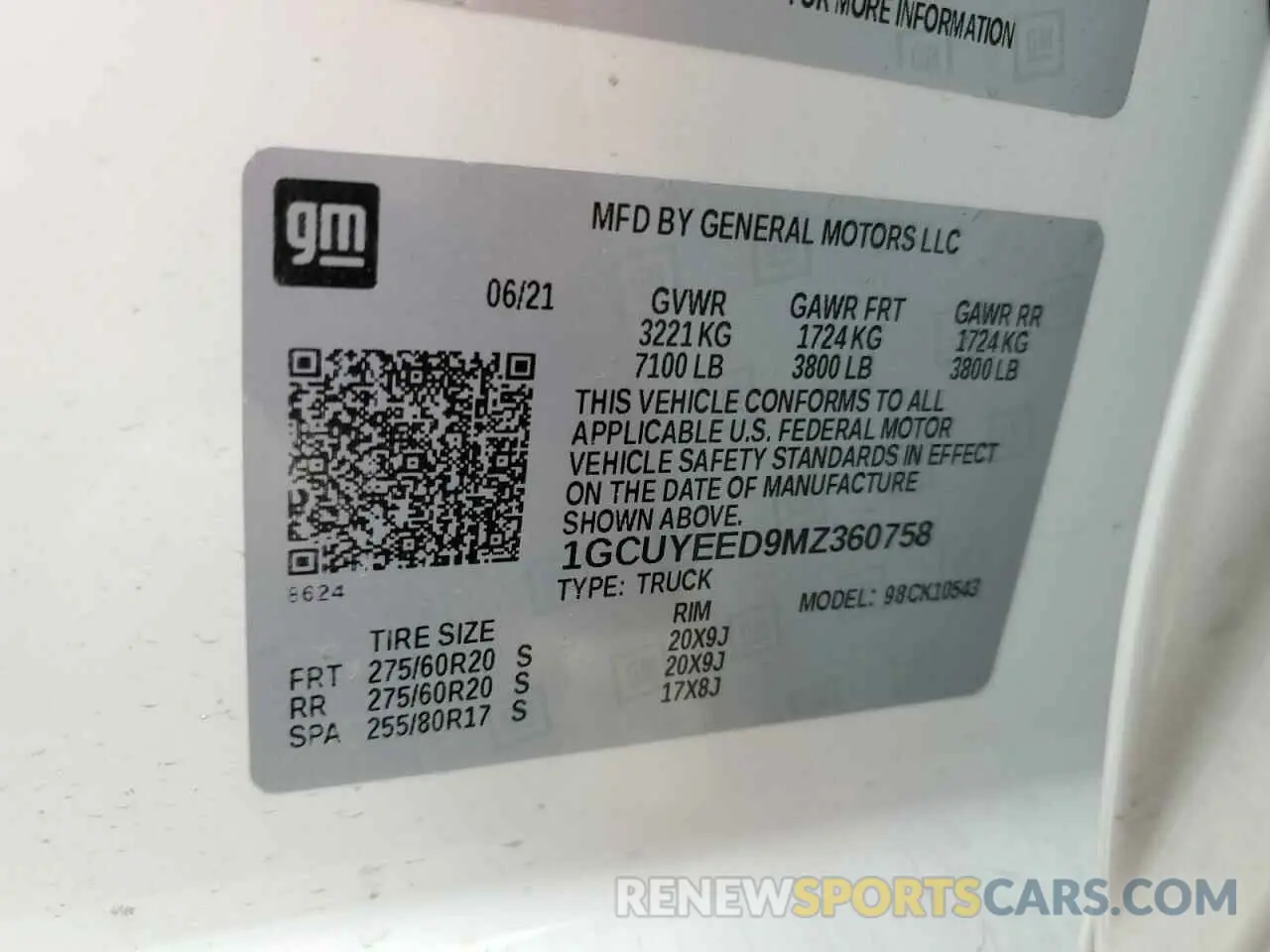 12 Фотография поврежденного автомобиля 1GCUYEED9MZ360758 CHEVROLET ALL Models 2021