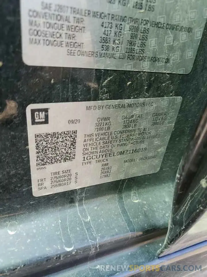 14 Photograph of a damaged car 1GCUYEEL0MZ116018 CHEVROLET ALL Models 2021