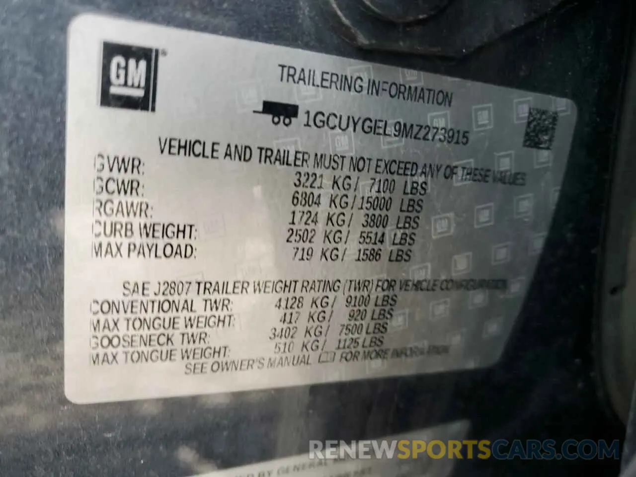 12 Photograph of a damaged car 1GCUYGEL9MZ273915 CHEVROLET ALL Models 2021
