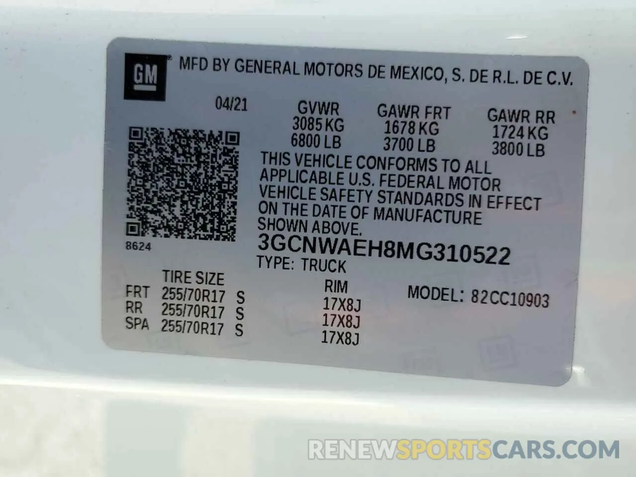 12 Photograph of a damaged car 3GCNWAEH8MG310522 CHEVROLET ALL Models 2021