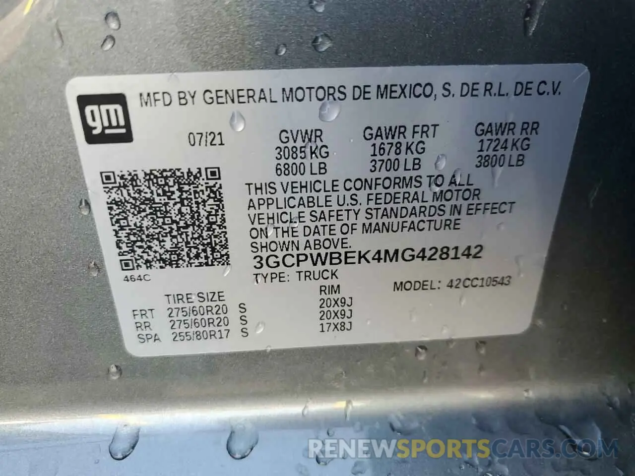 13 Photograph of a damaged car 3GCPWBEK4MG428142 CHEVROLET ALL Models 2021
