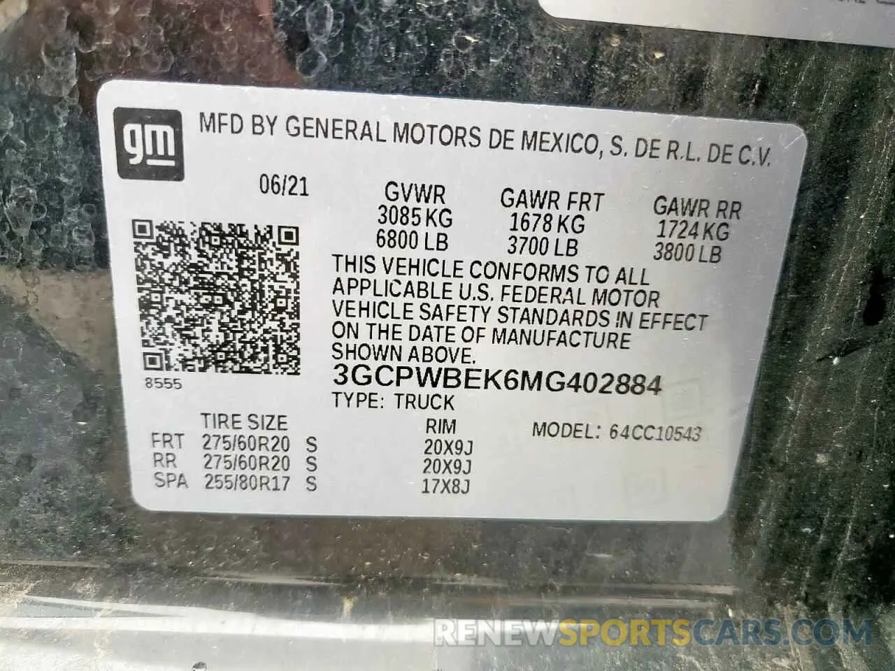 12 Фотография поврежденного автомобиля 3GCPWBEK6MG402884 CHEVROLET ALL Models 2021