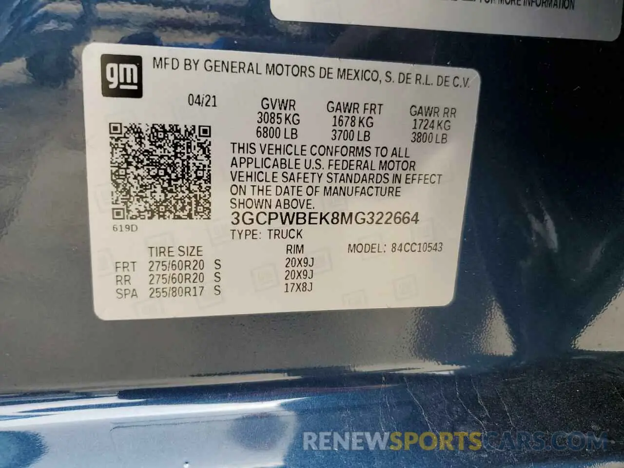 12 Фотография поврежденного автомобиля 3GCPWBEK8MG322664 CHEVROLET ALL Models 2021