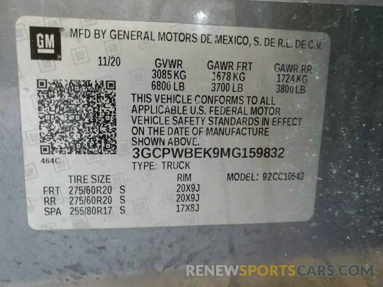 14 Photograph of a damaged car 3GCPWBEK9MG159832 CHEVROLET ALL Models 2021