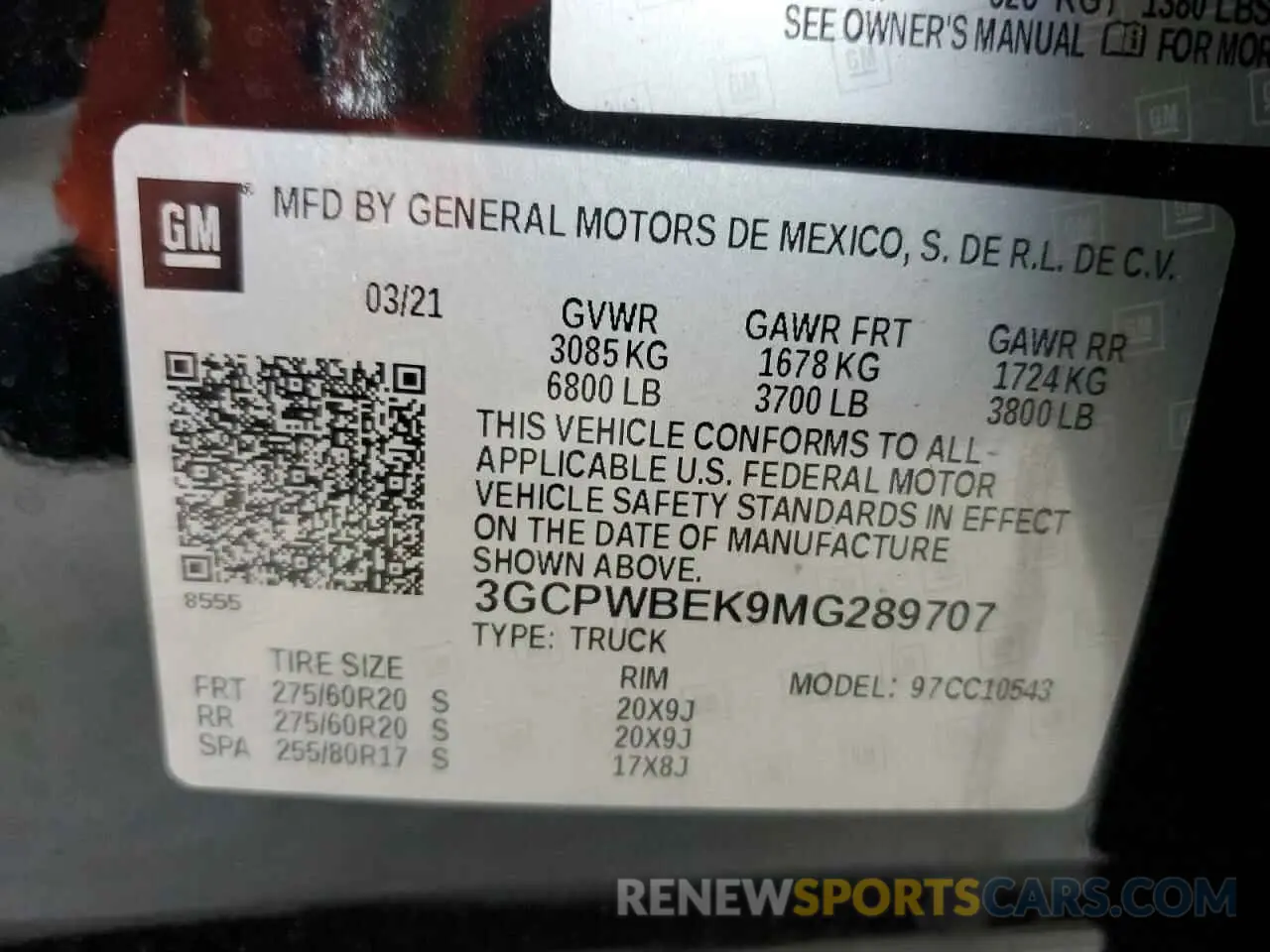 13 Photograph of a damaged car 3GCPWBEK9MG289707 CHEVROLET ALL Models 2021