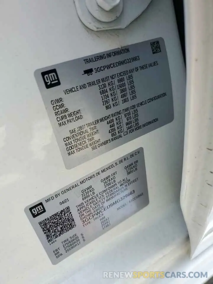 12 Фотография поврежденного автомобиля 3GCPWCED9MG329663 CHEVROLET ALL Models 2021