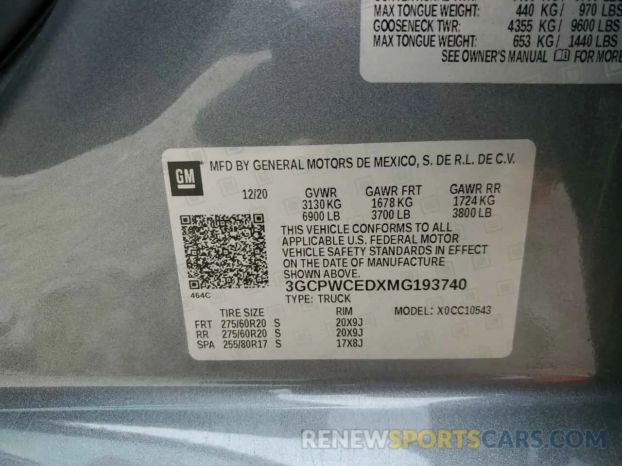12 Фотография поврежденного автомобиля 3GCPWCEDXMG193740 CHEVROLET ALL Models 2021
