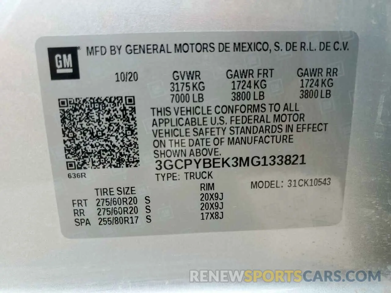 13 Фотография поврежденного автомобиля 3GCPYBEK3MG133821 CHEVROLET ALL Models 2021
