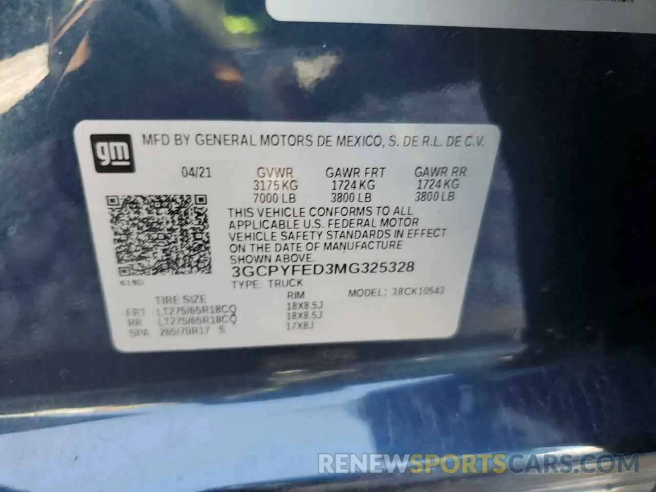 12 Фотография поврежденного автомобиля 3GCPYFED3MG325328 CHEVROLET ALL Models 2021