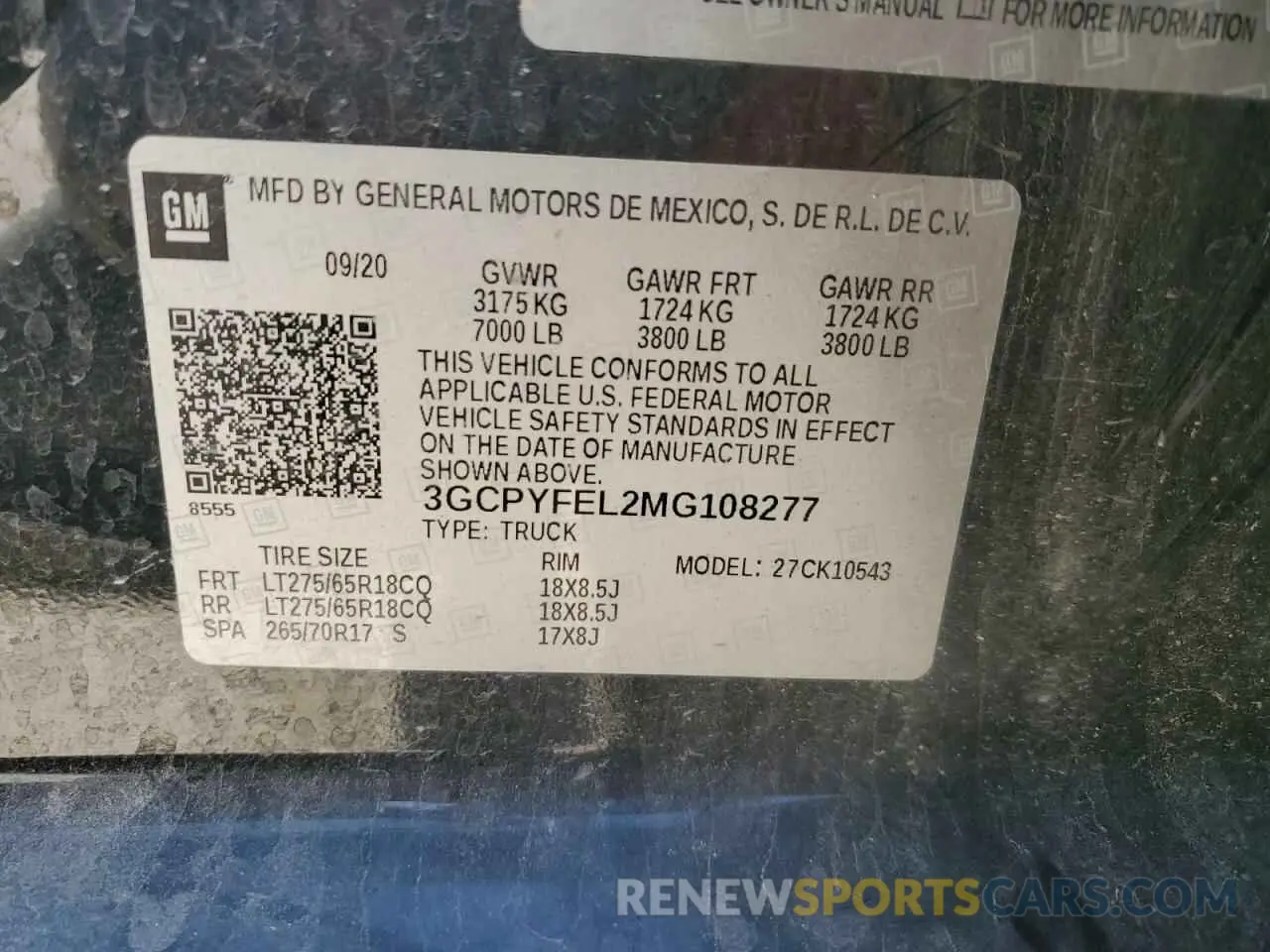 14 Фотография поврежденного автомобиля 3GCPYFEL2MG108277 CHEVROLET ALL Models 2021