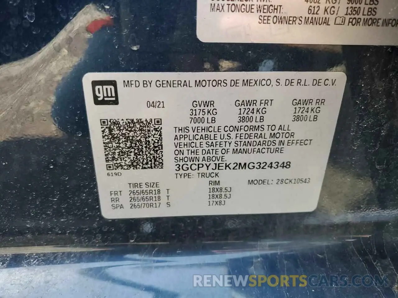 12 Фотография поврежденного автомобиля 3GCPYJEK2MG324348 CHEVROLET ALL Models 2021