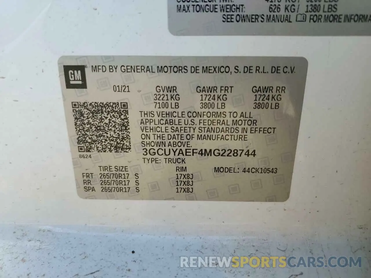 12 Photograph of a damaged car 3GCUYAEF4MG228744 CHEVROLET ALL Models 2021