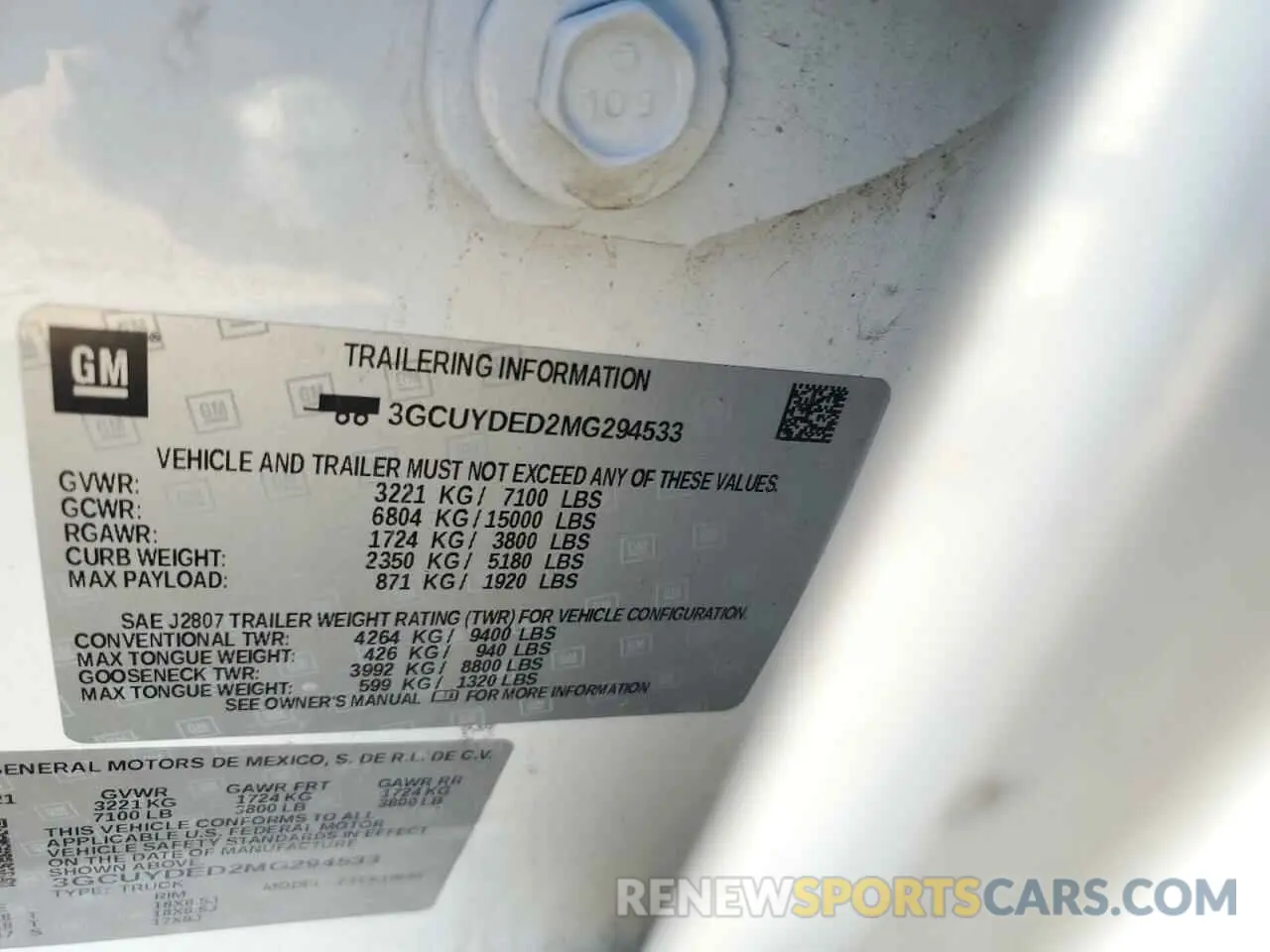 12 Фотография поврежденного автомобиля 3GCUYDED2MG294533 CHEVROLET ALL Models 2021