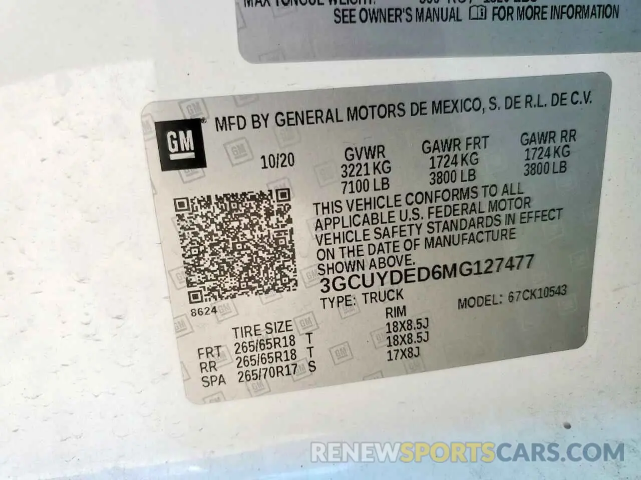 12 Photograph of a damaged car 3GCUYDED6MG127477 CHEVROLET ALL Models 2021