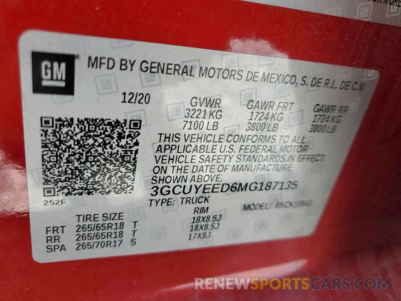 13 Photograph of a damaged car 3GCUYEED6MG187135 CHEVROLET ALL Models 2021