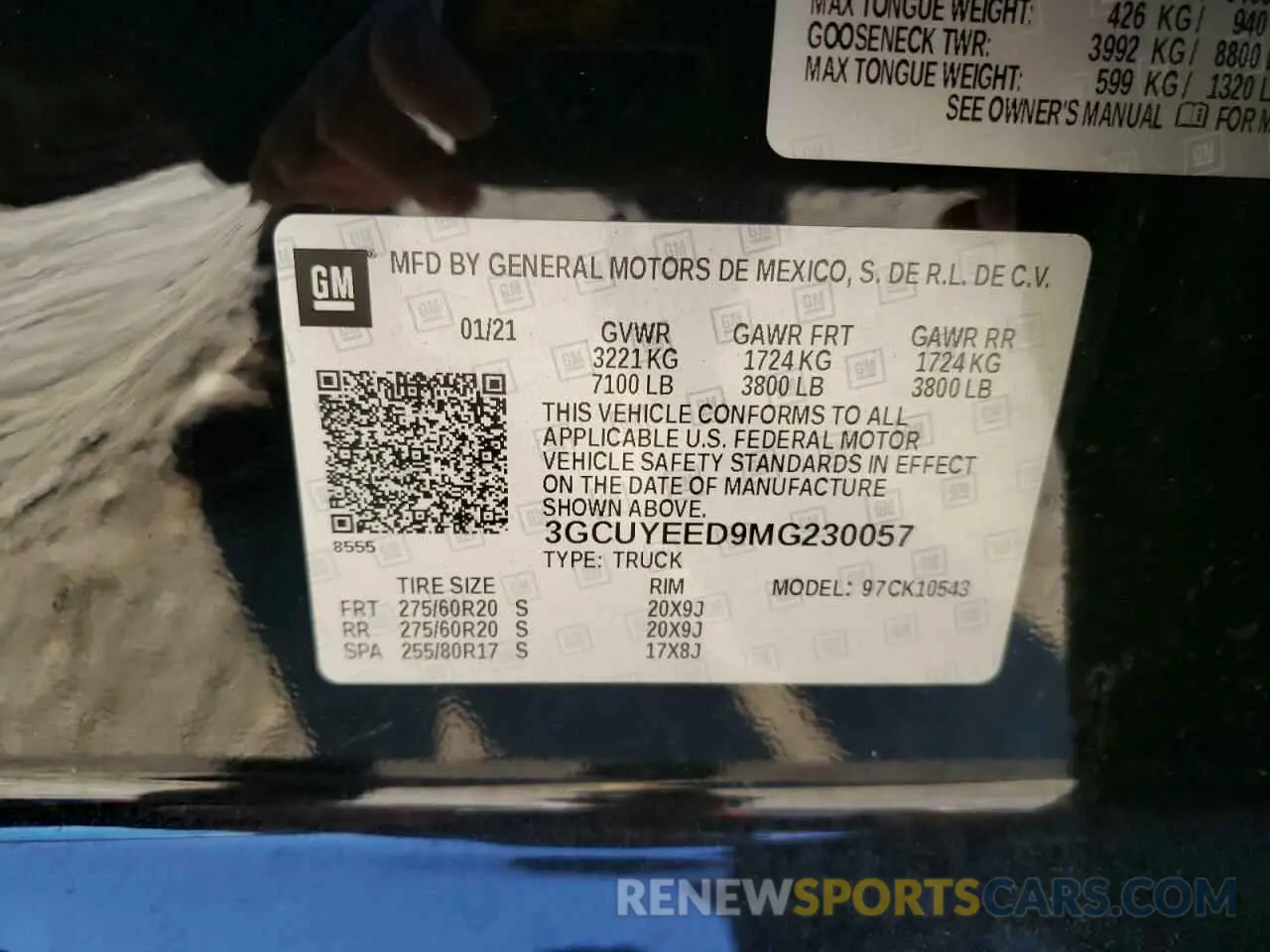 12 Фотография поврежденного автомобиля 3GCUYEED9MG230057 CHEVROLET ALL Models 2021