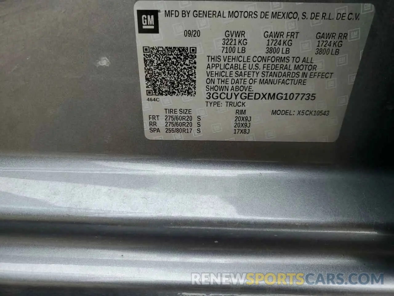 12 Фотография поврежденного автомобиля 3GCUYGEDXMG107735 CHEVROLET ALL Models 2021