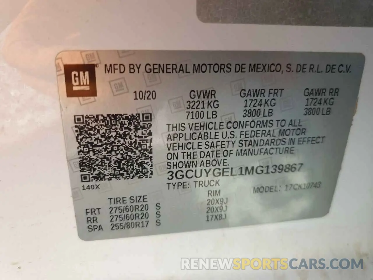 12 Фотография поврежденного автомобиля 3GCUYGEL1MG139867 CHEVROLET ALL Models 2021