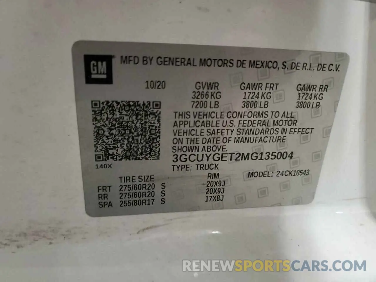 14 Фотография поврежденного автомобиля 3GCUYGET2MG135004 CHEVROLET ALL Models 2021