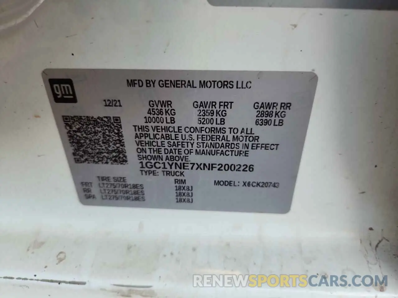 12 Photograph of a damaged car 1GC1YNE7XNF200226 CHEVROLET ALL Models 2022
