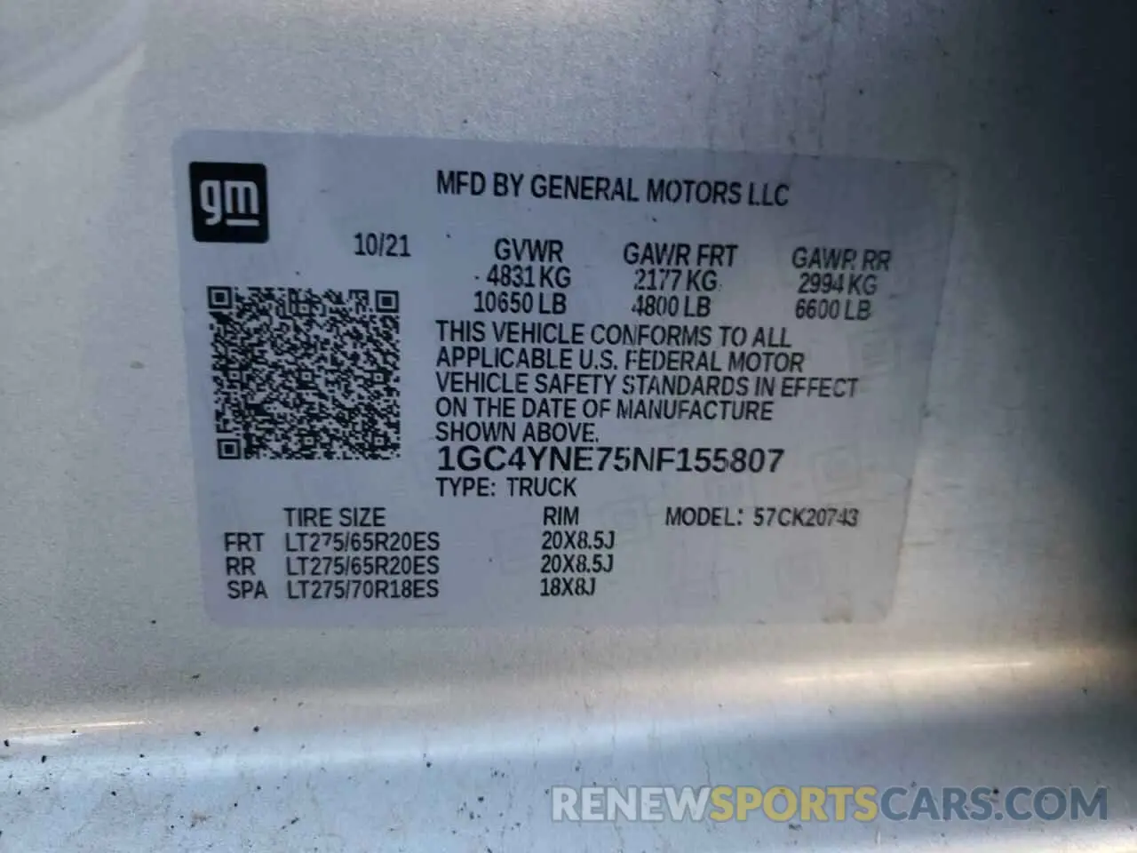 12 Фотография поврежденного автомобиля 1GC4YNE75NF155807 CHEVROLET ALL Models 2022