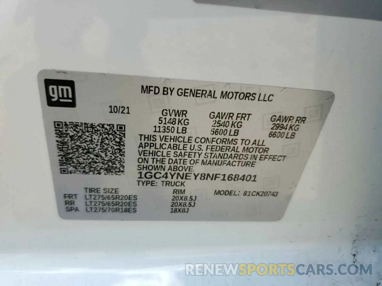12 Photograph of a damaged car 1GC4YNEY8NF168401 CHEVROLET ALL Models 2022