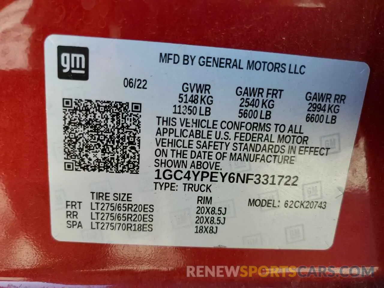 12 Фотография поврежденного автомобиля 1GC4YPEY6NF331722 CHEVROLET ALL Models 2022