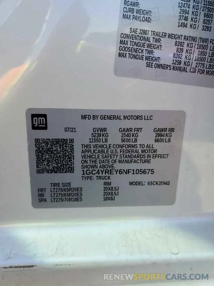 12 Фотография поврежденного автомобиля 1GC4YREY6NF105675 CHEVROLET ALL Models 2022