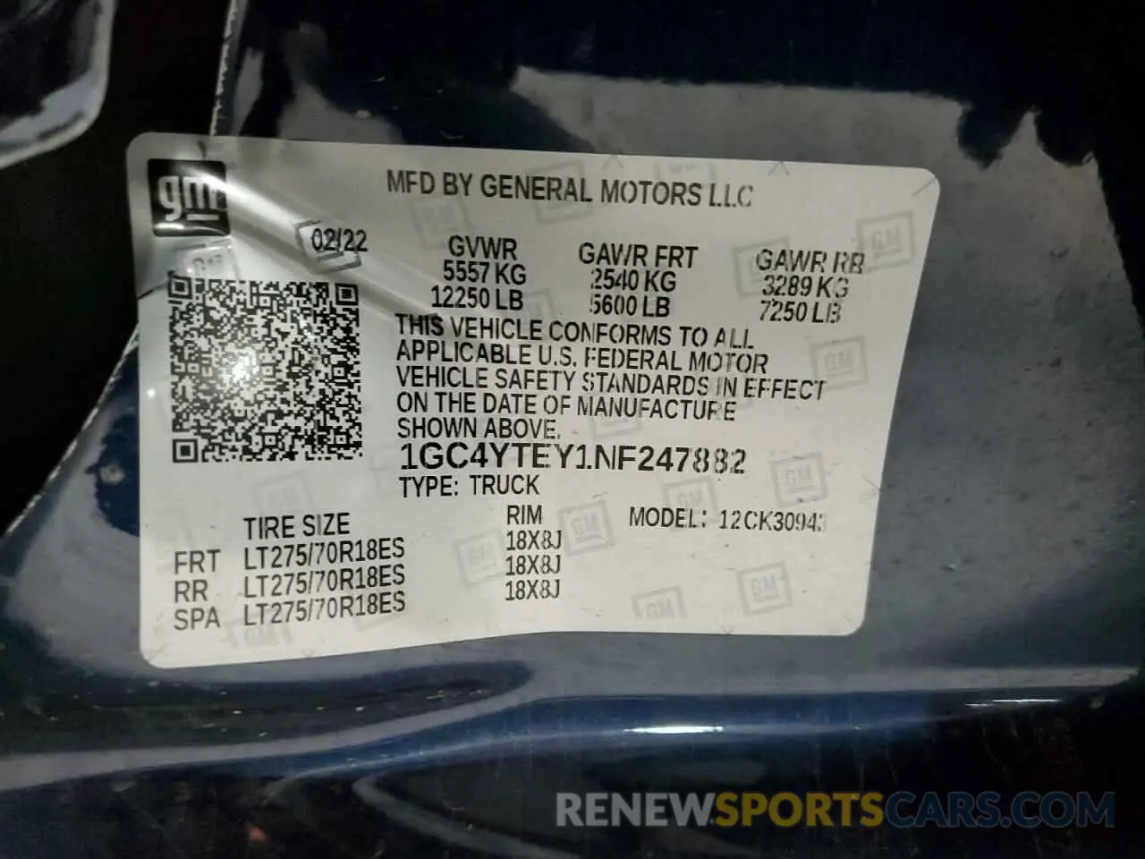 13 Photograph of a damaged car 1GC4YTEY1NF247882 CHEVROLET ALL Models 2022