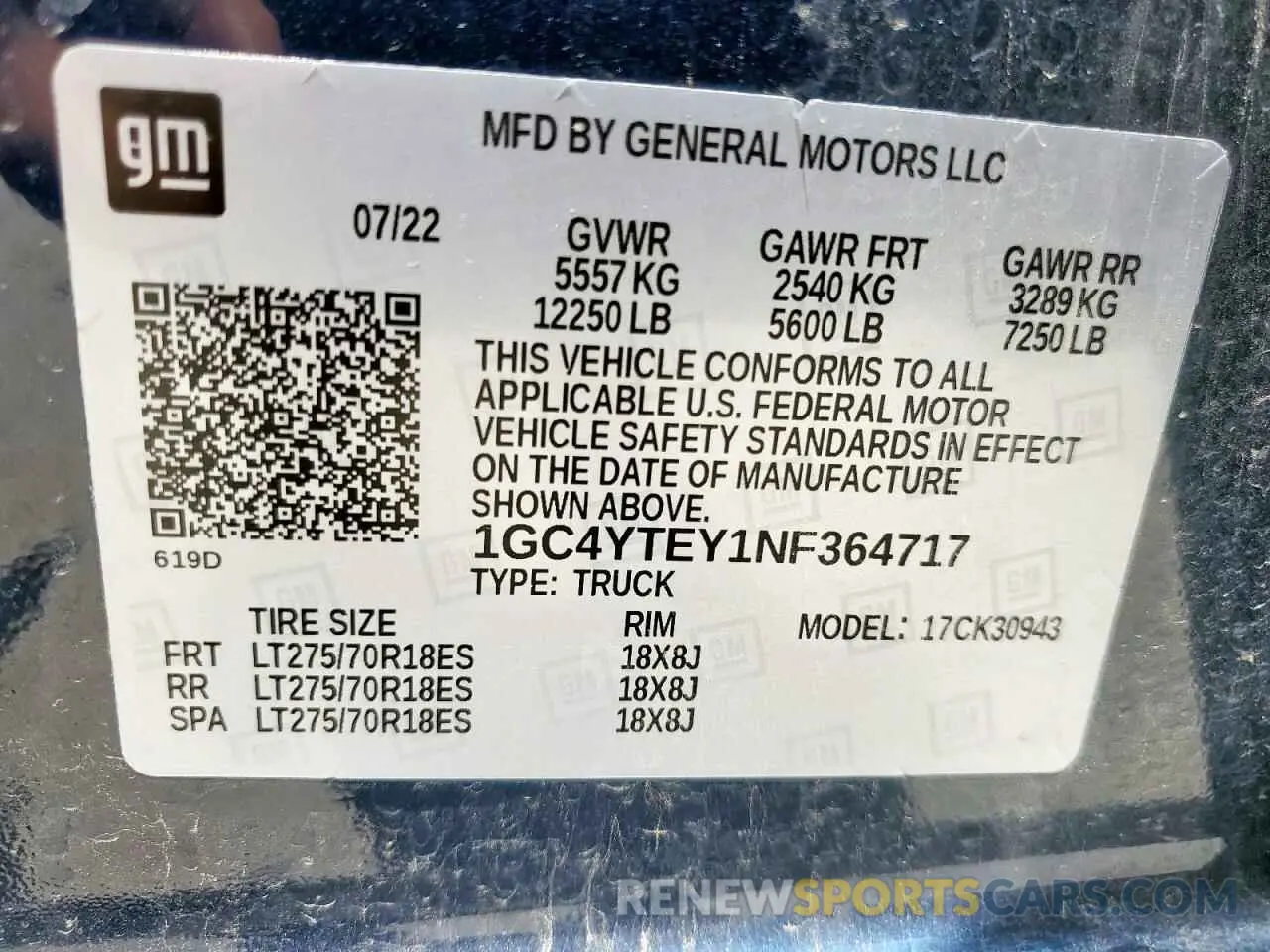 13 Фотография поврежденного автомобиля 1GC4YTEY1NF364717 CHEVROLET ALL Models 2022